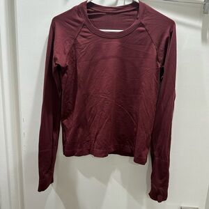 Lululemon Athletica Red Fitted Long Sleeve T-Shirt